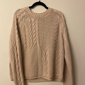 Time and Tru Beige Cable Knit Sweater - Size Large